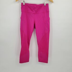 ♧ Athleta Mesh Power Contender Capri Leggings Electric Fuschia Size Size Small